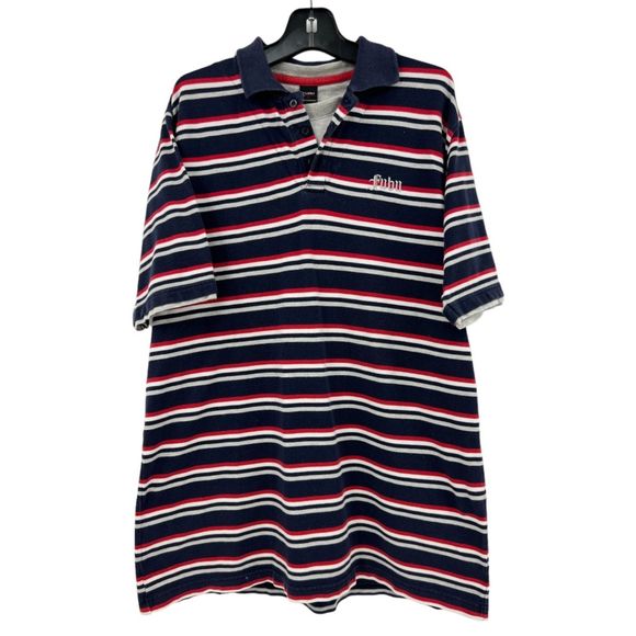 Fubu polo shirt XL vintage striped mens 90's streetwear hip hop attached t-shirt - Picture 8 of 8